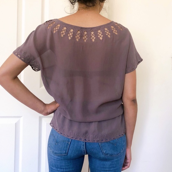 Massimo Dutti purple blouse cutouts small BL - Picture 2 of 5
